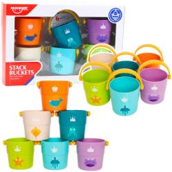 LEAN Toys 6 Darabos Színes Fürdővödör Készlet Lyukakkal - xupe