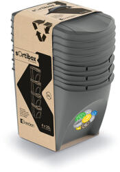 Prosperplast Sortibox 4 Darabos Szelektív Hulladékgyűjtő Rendszer Szett 4x25l Kőszürke (PPP-IKWB25S4-405U-CS-1)