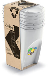 Prosperplast Sortibox 3 Darabos Szelektív Hulladékgyűjtő Rendszer Szett 3x35l Szürke (PPP-IKWB35S3-427C-CS-1)