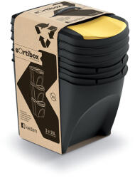 Prosperplast Sortibox 3 Darabos Szelektív Hulladékgyűjtő Rendszer Szett 3x25l Lapos Fekete (PPP-IKWB25S3-S411-CS-1)