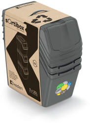 Prosperplast Sortibox 3 Darabos Szelektív Hulladékgyűjtő Rendszer Szett 3x20l Kőszürke (PPP-ISWB20S3-405U-CS-1)
