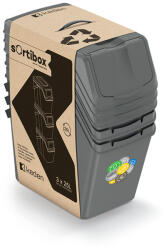 Prosperplast Sortibox 3 Darabos Szelektív Hulladékgyűjtő Rendszer Szett Döntött 3x25l Szürke (PPP-ISWB25S3-405U-CS-1)