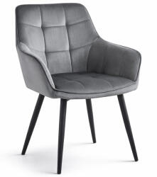  Étkezőfotel VARSI VELVET fekete lábakkal, szürke