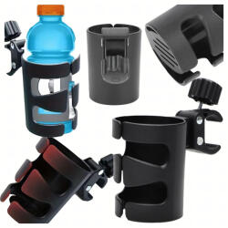 Malatec Univerzális fekete pohártartó, stabil rögzítés, kompatibilis a legtöbb üveggel, pohárral