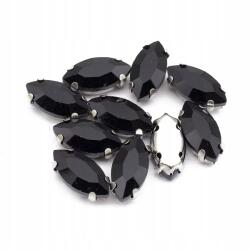 MIXFORM Varrható strasszok kosárban, Üveg és sárgaréz, Lószem 15x7mm, 10db (13WB19719)