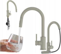 Granitan Konyhai Csaptelep Kihúzható Kifolyócső Bézs Konyhai Csaptelep Acél Loseto (SNAKE SLIM)