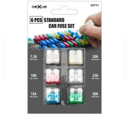 MNC Késes biztosíték készlet - 7.5A, 10A, 15A, 20A, 25A, 30A (05711)