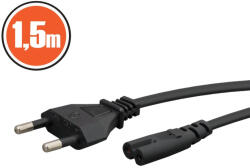 Delight Euro Hálózati Tápkábel - C7 - 2x 0, 5 mm2 - 1, 5 m (20111)