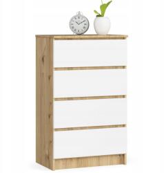 AmeliaHome Kuba komód 60 cm 4 fiók, kézműves tölgy/fehér