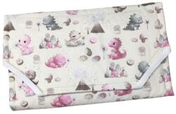  Pamut derékalj gumipántokkal, ovis fektetőre 130 x 60 cm - Rózsaszín dínó