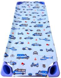  Pamut derékalj gumipántokkal, ovis fektetőre 130 x 60 cm - Kék rendőrös