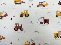  Pamut derékalj gumipántokkal, ovis fektetőre 130 x 60 cm - Bézs munkagépes