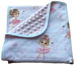  Kétoldalas pamut/minky babatakaró 75×100 cm - Rózsaszín balerina