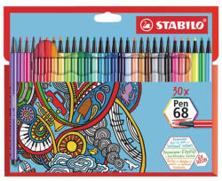 STABILO Filctoll készlet, 1 mm, STABILO "Pen 68", 30 különböző szín (TST68307) - tintasziget