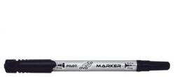 Pilot Marker permanent pentru CD/DVD Pilot Twin diverse culori varf dublu negru (PSCA-TMCD-B)
