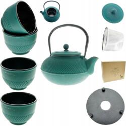 MPLCo Öntöttvas Vízforraló 1, 5L Teáskanna 4x Csésze Alátét Teaszűrő (72104)