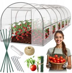 Plonos Nagy Kerti Fólia Alagút Üvegház 3 X 6 Méter (18 m2) Fehér Plonos (4977-B)