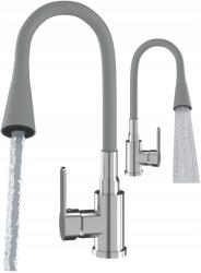 Granitan Konyhai Csaptelep Szürke Flexo Kifolyócső Flexo Csaptelep Króm Hajlékony Kifolyócső (FLEXO szara-chrom)