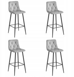  Hoker Nado, bársony, ezüst-szürke, fekete lábak, 4 db, 104cm magas, 76cm ülésmagasság (5903332073818)