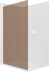 Cerano - Walk-in Crystal bal/jobb zuhanykabin - 8 mm - merevítő nélküli rendszer - matt fehér, bronz üveg - 80x200 cm