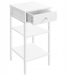 VASAGLE Éjjeliszekrény oldalsó kiegészítő egy fiók két polc fehér (LET502B14)