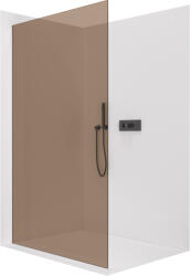Cerano - Walk-in Crystal bal/jobb zuhanykabin - 8 mm - merevítő nélküli rendszer - matt fekete, bronz üveg - 130x200 cm