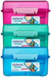 Sistema Кутия за закуски Sistema Lunch Cube Max с разделени части и контейнер за кисело мляко с двоен капак 2 л, смесени цветове