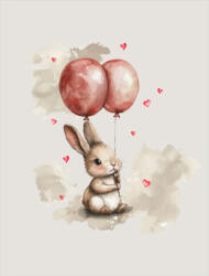 Takoy PANEL Wellsoft polár/fleece gyerek takaró varrásához 145x110 nyuszi rózsaszín lufikkal