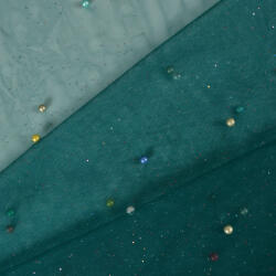 Takoy Alkalmi tüll gyöngyökkel smaragd színű