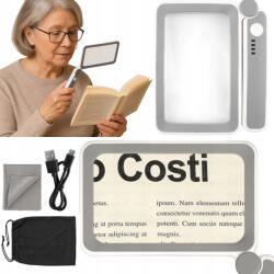  Nagyító Olvasóüveg 4X Nagyítás Háttérvilágítású Led XXL (LUPA SZKŁO)