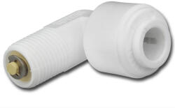 USTM Gyorscsatlakozós könyök beépített visszacsapó szeleppel 1/4" cső x 1/8" menet (Q-CV3142)