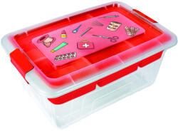 Herevin mintás tárolódoboz 5, 75 L - csatos tetővel, több színben Szín: Piros