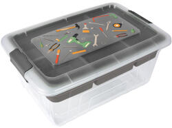 Herevin mintás tárolódoboz 5, 75 L - csatos tetővel, több színben Szín: Szürke