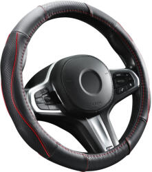 Autolife DW-5056R Valódi bőr kormányvédő szellőző lyukacsos Piros betétes mintával (01983) - autolife