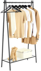 SONGMICS Ruhaállvány alsó polccal, fekete 92x33x153cm