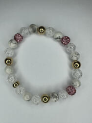  Rózsafény elegancia - gyöngyös női karkötő (VK71)