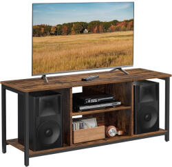 VASAGLE TV-állvány 60 hüvelykes tv-ig, rusztikus barna és fekete színben