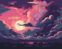 Alkotásutca Felhős éjszaka - Számfestő készlet kereten 40x50