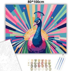  Pávatoll-korona - számfestő készlet - 80×100 cm (Keretre feszítve)