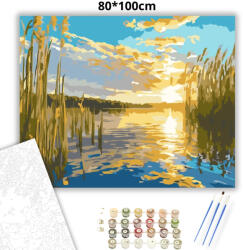  Aranyló nádas - számfestő készlet - 80×100 cm (Keretre feszítve)