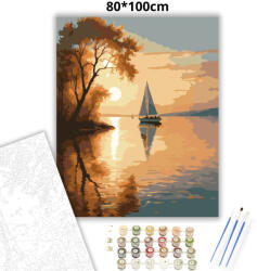  Balatoni vitorlás csendje - számfestő készlet - 80×100 cm (Keret nélkül)