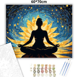  Aranyló lótusz meditáció - számfestő készlet - 60×70 cm (Keretre feszítve)