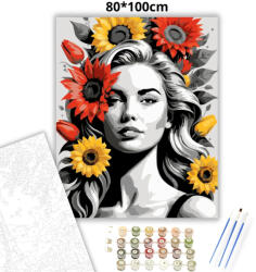  Napraforgós frizura - számfestő készlet - 80×100 cm (Keretre feszítve)