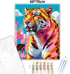  Vibráló párduc tekintet - számfestő készlet - 60×70 cm (Keretre feszítve)