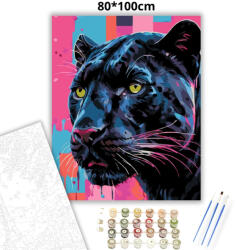  Párduc tekintet - számfestő készlet - 80×100 cm (Keretre feszítve)