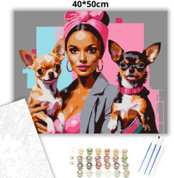  Vibráló csivava páros - számfestő készlet - 40×50 cm (Keretre feszítve)