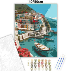  Derűs kikötői öböl - számfestő készlet - 40×50 cm (Keretre feszítve)