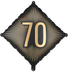  Fekete-arany fólia lufi 70-es szám, 46x46 cm - Dekoráció születésnapra (FB362-70)