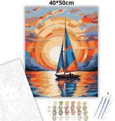  Csendes vitorlás alkony - számfestő készlet - 40×50 cm (Keretre feszítve)