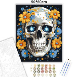  Csillagszemű koponya - számfestő készlet - 50×60 cm (Keretre feszítve)